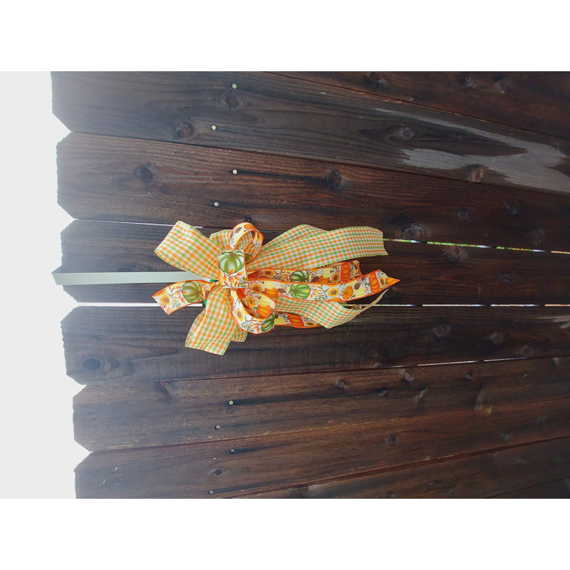 Fall Gingham And Pumpkin Bow