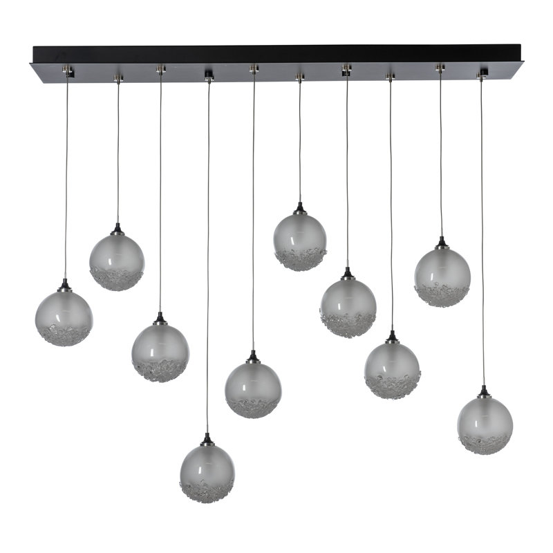 Luminaire suspendu pour îlot de cuisine à 10 lumières Fritz, H 80 po x l 44,5 po x P 9,4 po, Noir