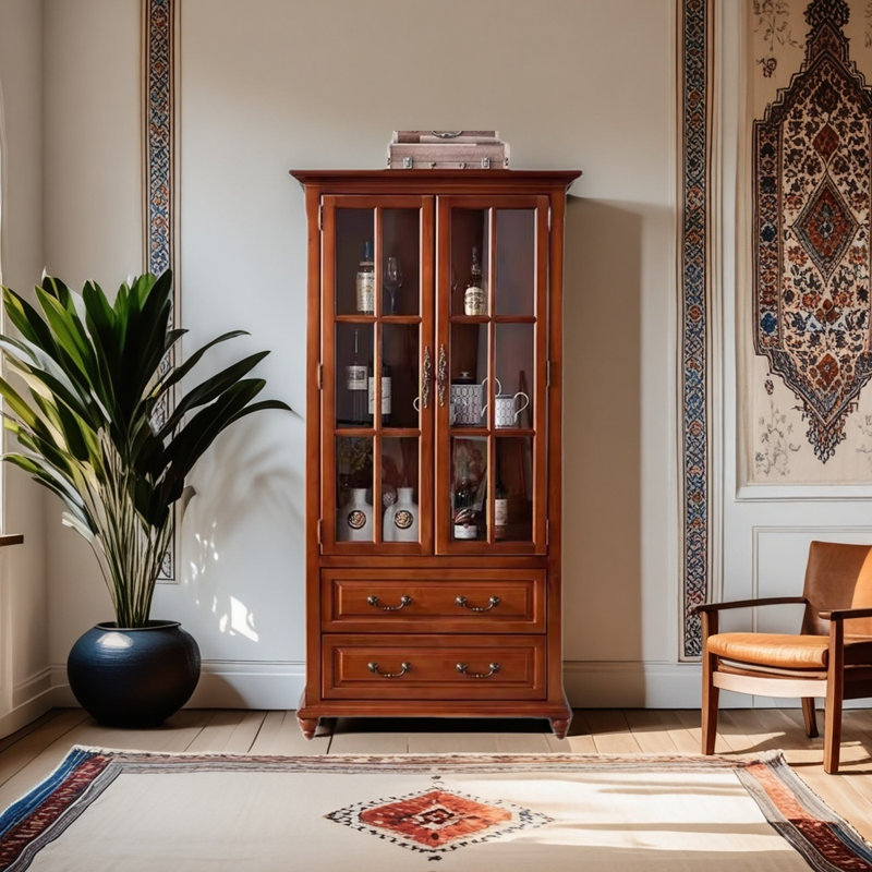 Bibliothèque à double porte de style américain, Brun