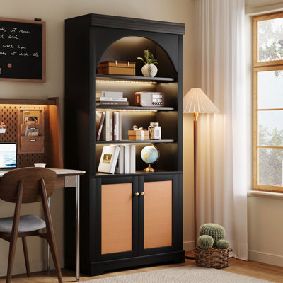 Garde-manger 70,8 po avec portes en rotin et tablette ajustable ouverte 70,8 po