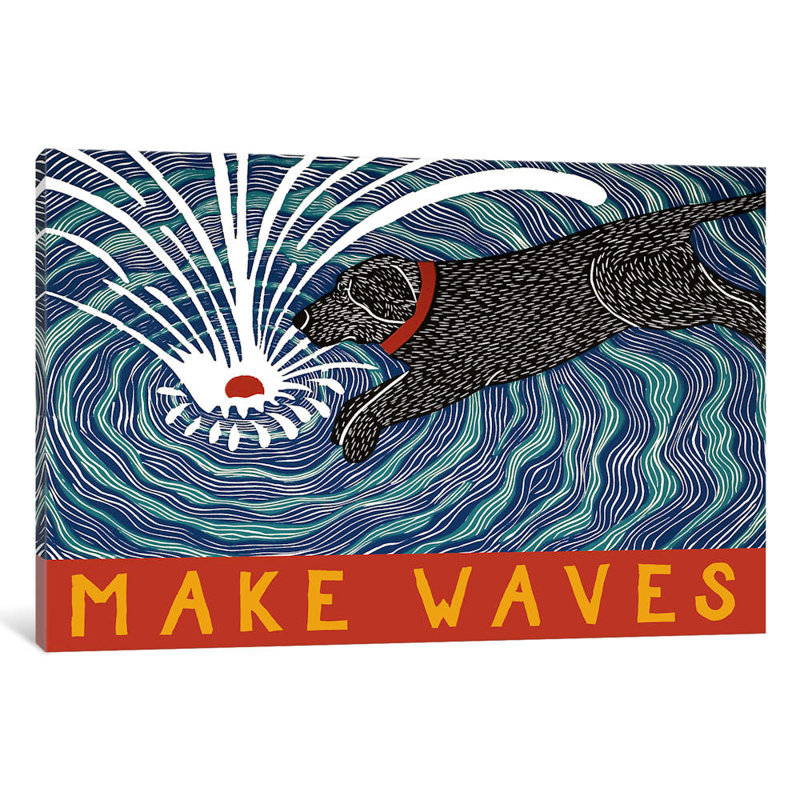Make Waves With Banner by Stephen Huneck - Wrapped Canvas Print, 66.04 cm H x 45.72 cm W x 3.175 cm D