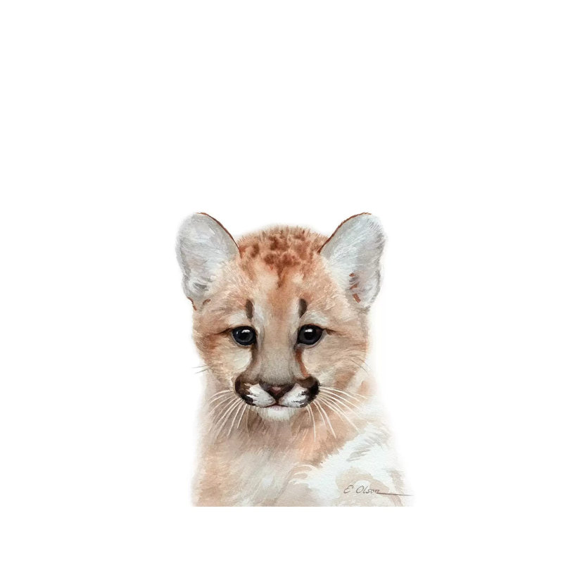 Baby Mountain Lion - Painting on Canvas, 101.6cm H x 66.04cm W x 3.81cm D, Wrapped Canvas