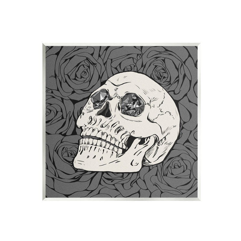 Cristal aux yeux de crâne et roses gothiques par Ziwei Li - impression, H 12 po x l 12 po x P 0,5 po, Unframed