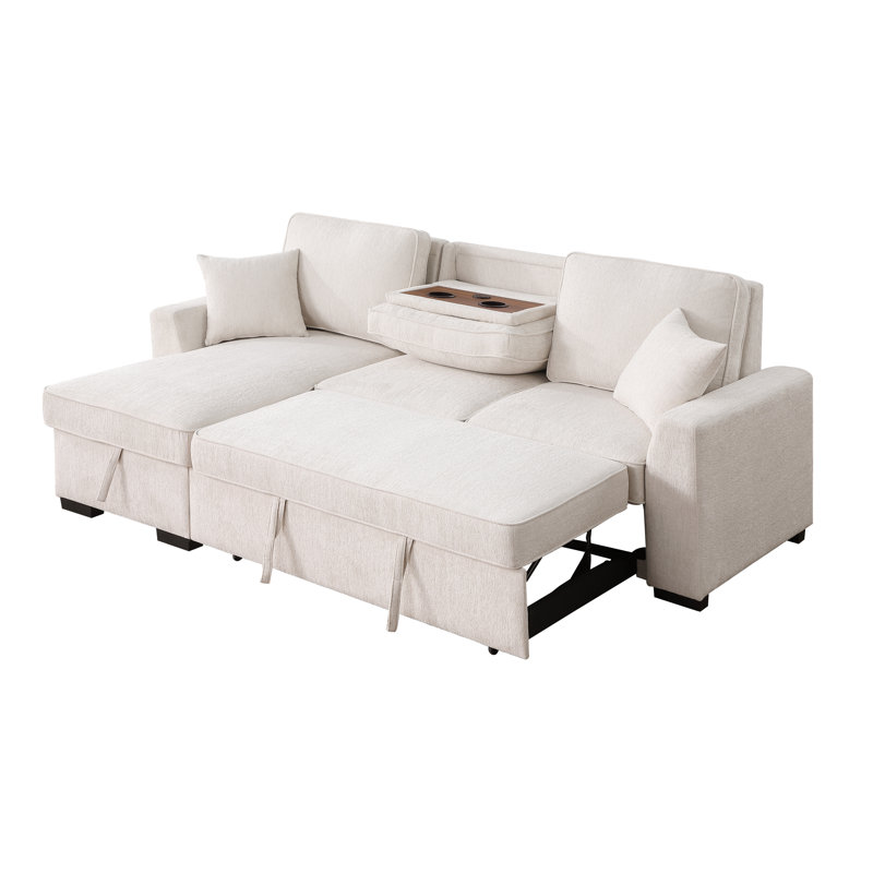 Amalyn L-Shaped Reversible Sleeper Sofa with Storage Chaise and Fold-Down Cupholders with Reversible Chaise for Living Room