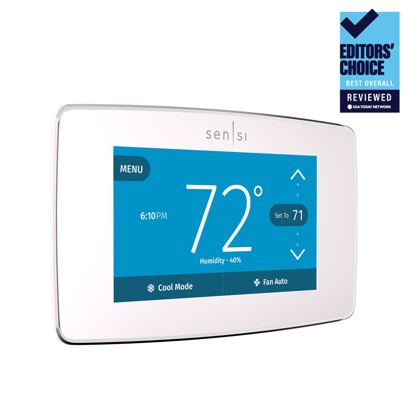 White Wi-Fi Smart Thermostat with Touchscreen Display