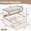 Lit superposé simple au-dessus d'un lit double en bois avec lit gigogne escamotable, rangement latéral et cadre amovible pour un usage polyvalent, beige et naturel