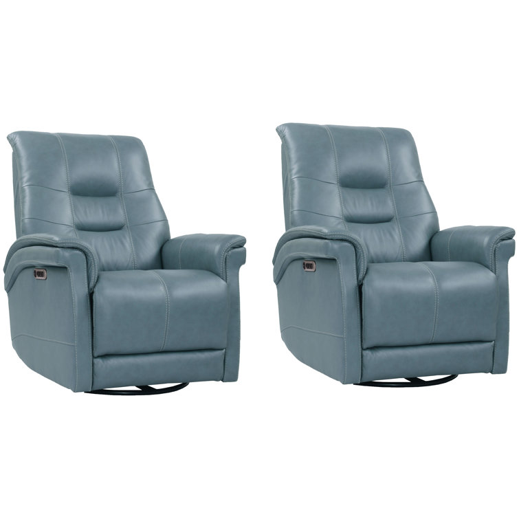 Carnegie 33" Leather Power Glider Swivel Recliner with Adjustable Headrest - Powered By Freemotion
