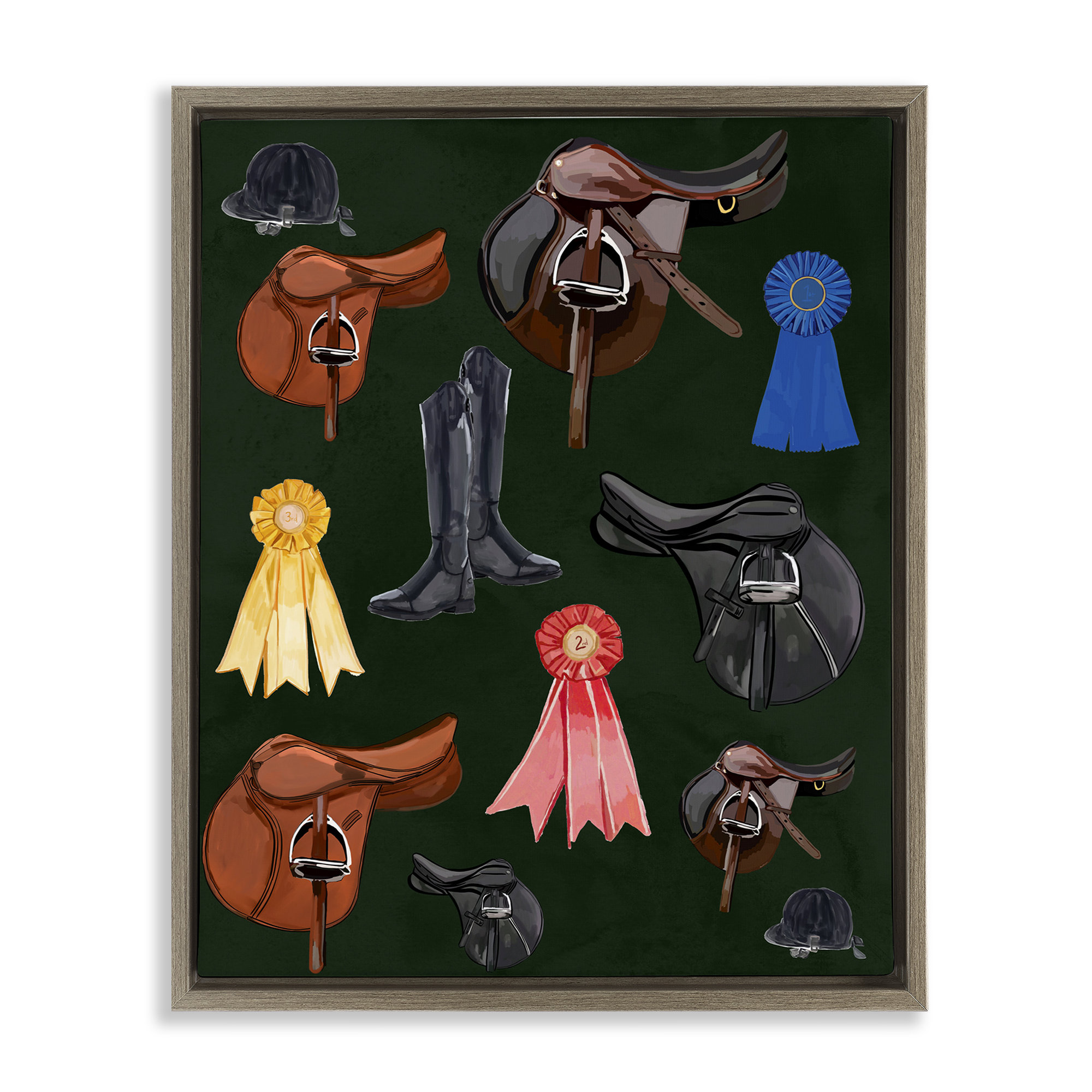 Lark Manor™ Equestrian Saddles & Ribbons Framed Floater Canvas Wall Art ...