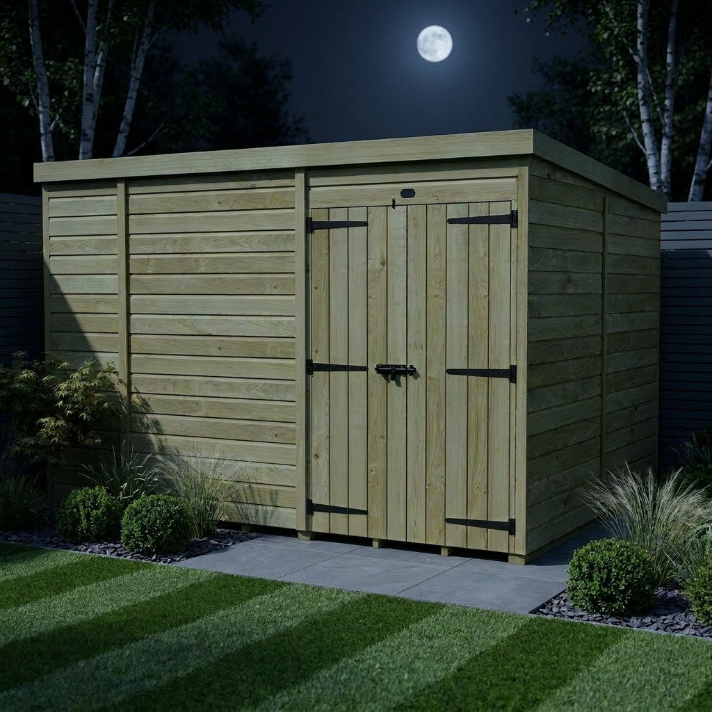 Total Sheds 9ft x 7ft Pent Garden Shed - Double Door - No Windows - Pressure Treated Timber - UK Manufactured
