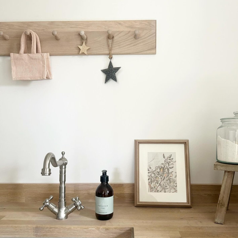 Hopley Solid Wood 6 - Hook Wall Mounted Coat Rack, Whitewash