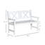 Banc de jardin rustique en bois blanc avec dossier en X pour patio extérieur