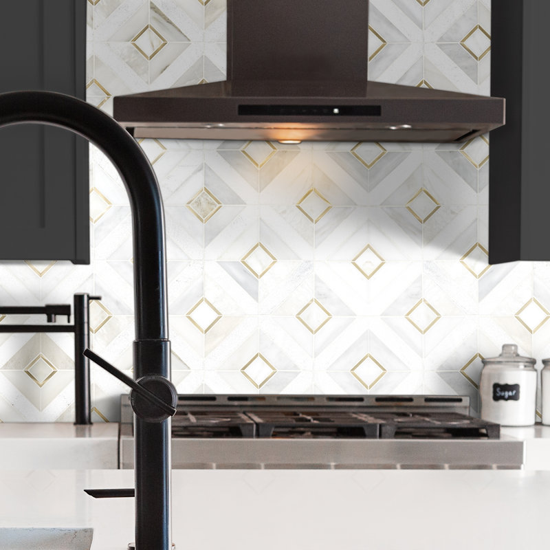 Artemis 12 in. x 12 in. Stone Metal Blend Mosaic Floor and Wall Tile, Alabrix Oro