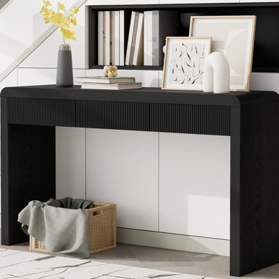 Table de couloir à tiroir cannelée, placage de bois massif, convient au décor côtier, capacité de table de 220 lb, entrée pour 25 petits espaces, résistance, solidité