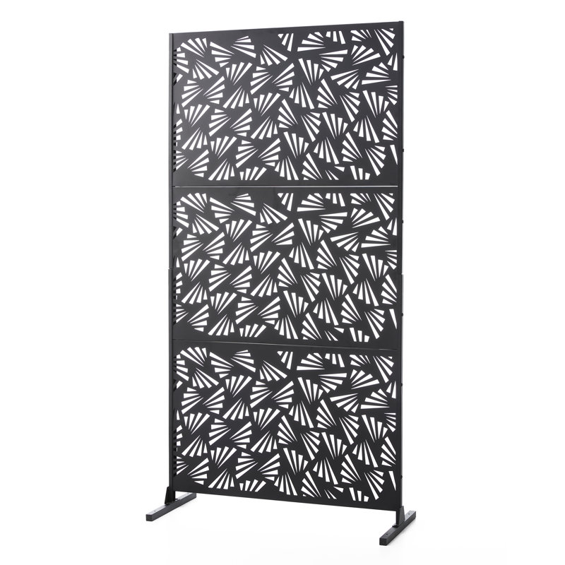 6Ft Galvanized Steel Geometric Pattern Privacy Screen Fence Panel Room Divider With Riser Feet