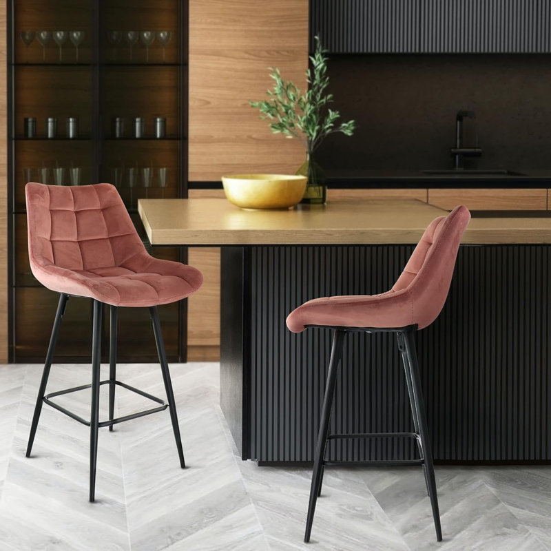 Chaise de bar 2 pièces Everly Quinn, Rose