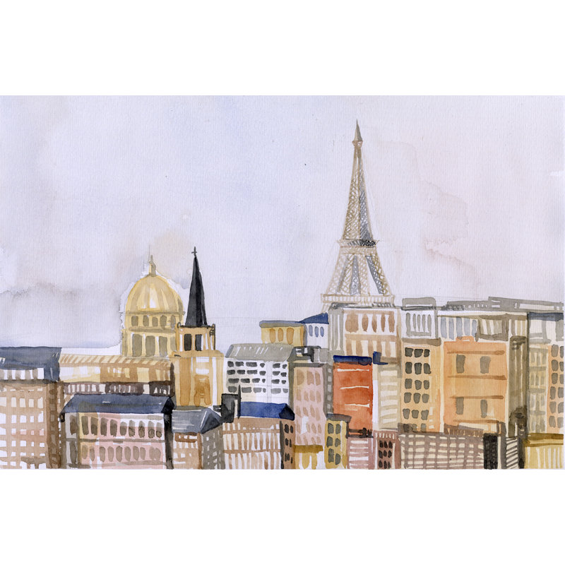 Colourful Paris - Painting Print, Black Floater Framed, 30cm H x 46cm W