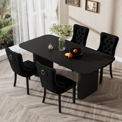 70.9 " Rectangular Double Pedestal Dining Table Set
