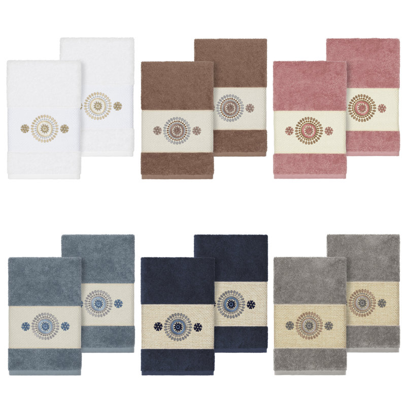 Ensemble de 2 serviettes en coton Isabelle, Thé rose