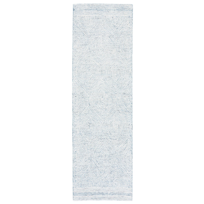 Cole Hand Tufted Wool Rug, Runner 2'3" x 10', Blue/Ivory