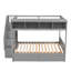 Twin Over Full Bunk Bed With Shelfs, Storage Staircase And 2 Drawers-1490630717