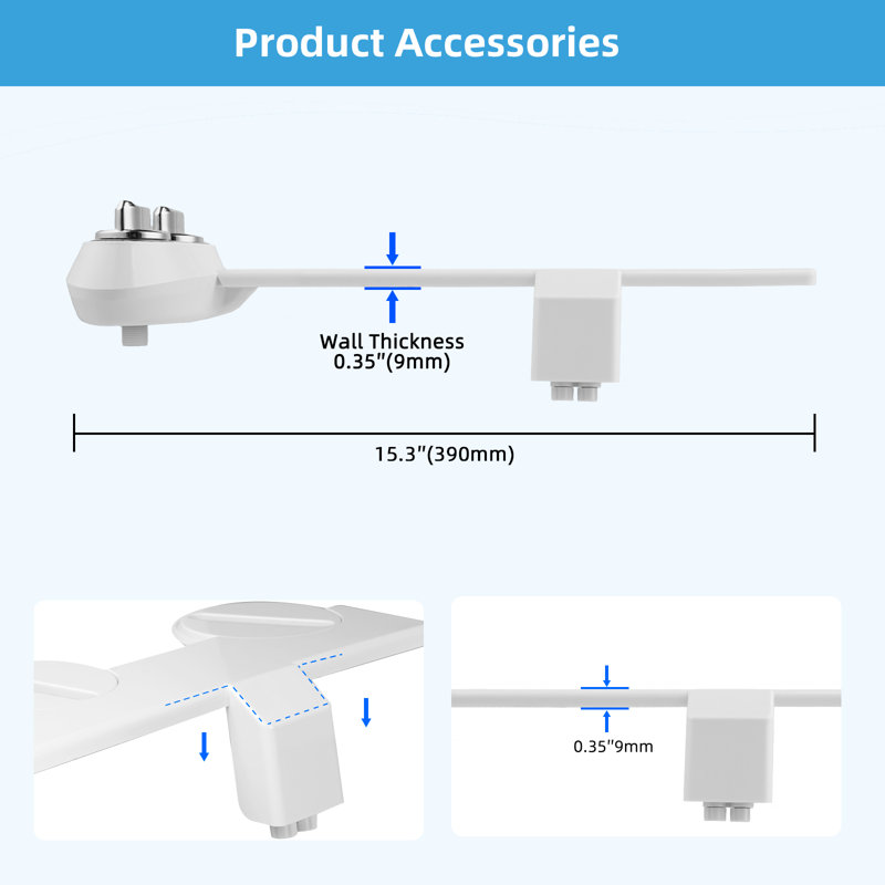 Bidet Attachment for Toilet, Non-Electric Dual Nozzle for Frontal & Rear Wash, Adjustable Water Pressure Control, Fresh Water Bidet Toilet Seat, Self Cleaning Water Sprayer, White