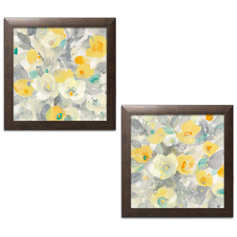 Ensemble d’impression 2 pièces «buttercups i & ii, H 12 po x l 12 po x P 0,75 po, Papier encadré patiné