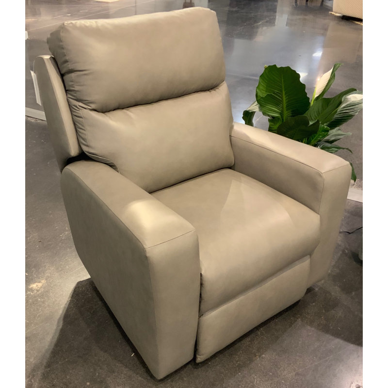 Bristol Leather Power Headrest Recliner with Lumbar, Monaco Lt Gray, Power/Rocker
