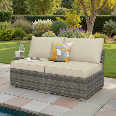 Ensemble modulaire d'extérieur en osier avec coussins Chappotin