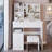 37" Middle Size Left Drawer Desktop Vanity Table + Cushioned Stool, Extra Large Right Sliding Mirror, Multi Layer High Capacity Storage, Practical Fashionable Dresser, Suitable For Large Space-258117162