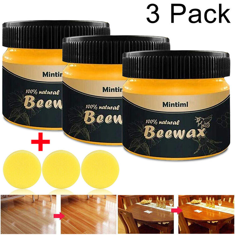 Wood Seasoning Beewax, 2 PACK Natural Wood Wax Traditional Beeswax Polish  for Furniture, Floor, Tables, Chairs, Cabinets