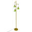 175cm Gold Pole Polished Torchiere Floor Lamp with USB and Outlet