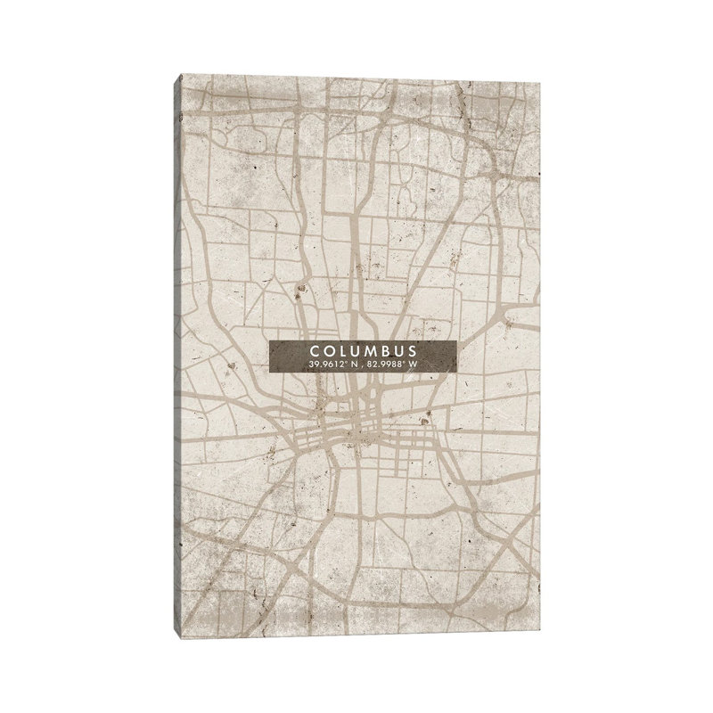 Columbus City Map Abstract Style by WallDecorAddict - No Frame Gallery-Wrapped Canvas Giclée on Canvas, 101.6cm H x 66.04cm W