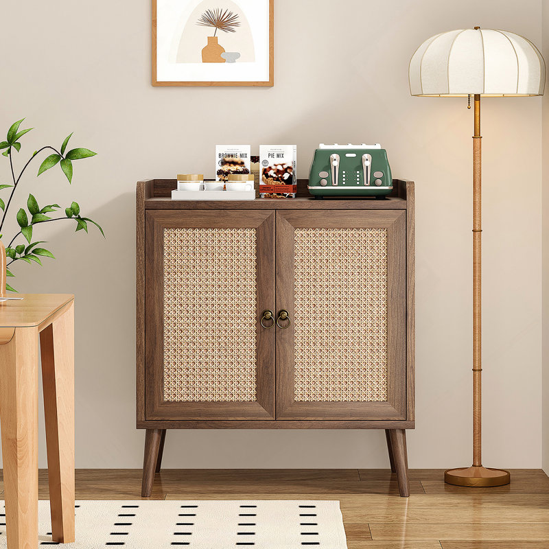 Buffet en noyer avec portes en rotin pour salle à manger | Idée de cadeau, Light Brown