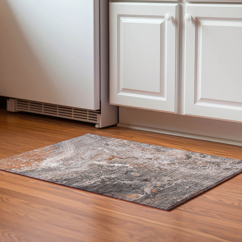 Premium Machine Washable Cerrito AMF588 Terracotta Rug, Rectangle 1'8" x 2'6"
