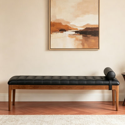 Banc rembourré en similicuir de 66 pouces, banc de bout pour chambre à coucher et garde-robe