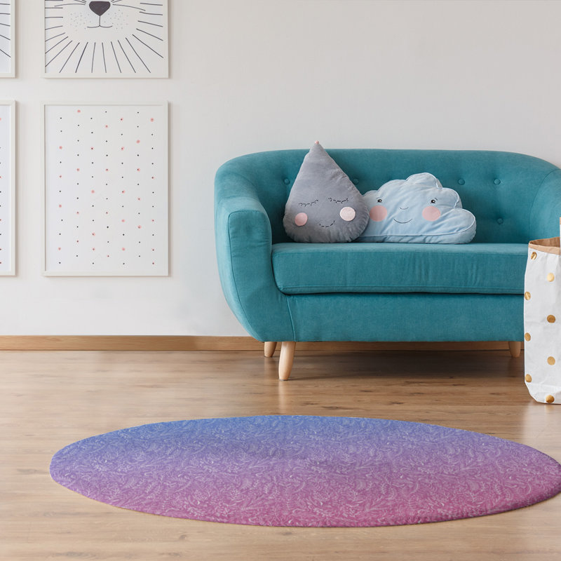 Tapis bleu/rose floral dégradé ditsy, Rectangle 2 pi x 3 pi
