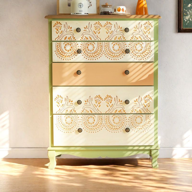 Commode décorative en bois massif 5 tiroirs Exquis
