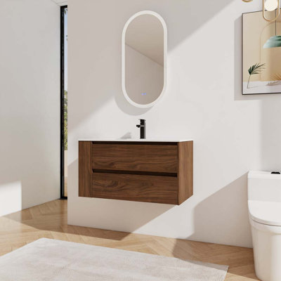 Meuble-lavabo mural 36 po avec lavabo en céramique