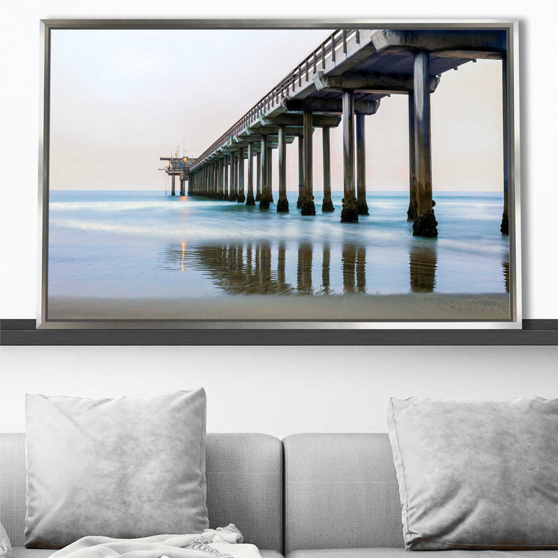 Scripps Sunset par - photographie, Cadre flottant argent, H 39,5 po x l 63,5 po x P 2 po