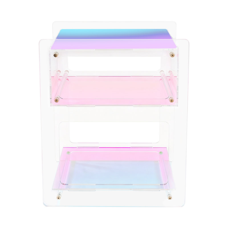 Modern 20" Acrylic 3-Tier End Table - Minimalist Nightstand & Side Table, Colorful