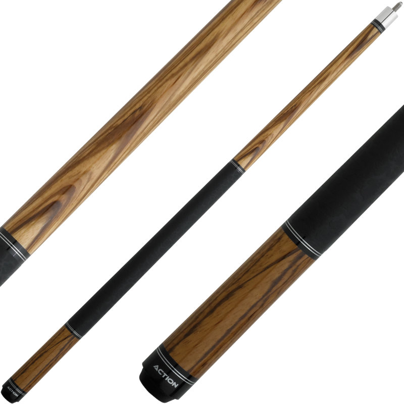 59" Ring Pool Cue, 18, Honey Zebra/Black/Silver
