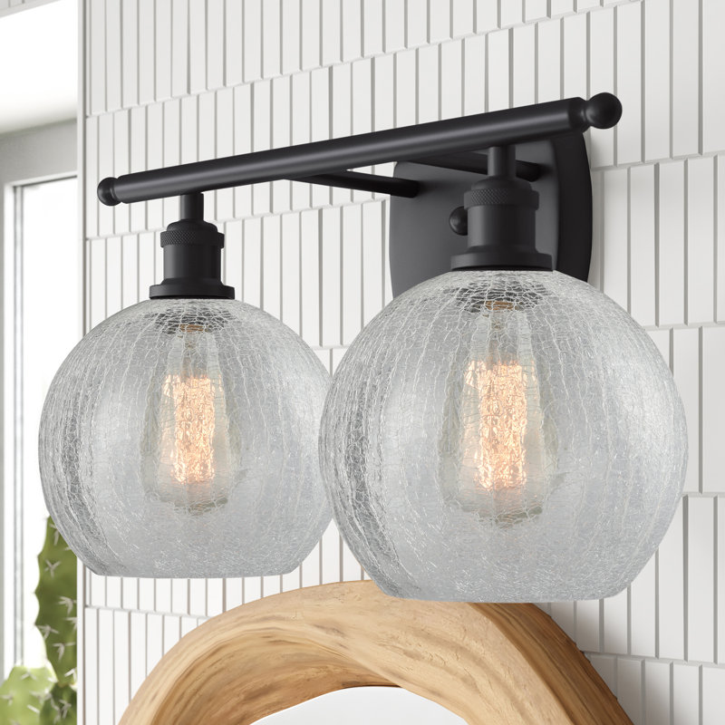 Éclairage de salle de bain à intensité variable à 2 lumières Baptista, Noir mat, Ampoule à DEL rétro de 6 watts
