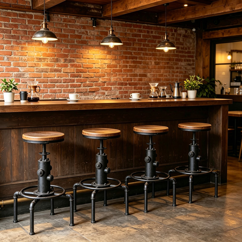 Tabouret de bar Dicot, Brun / Noir, 4