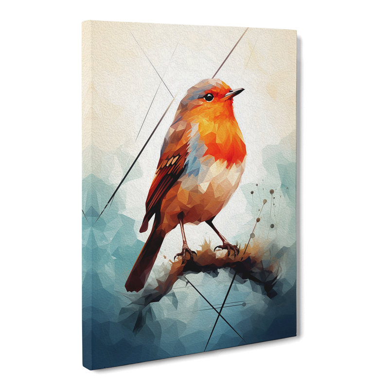Robin Bird Geometric - No Frame Print, 60cm H x 40cm W x 3cm D