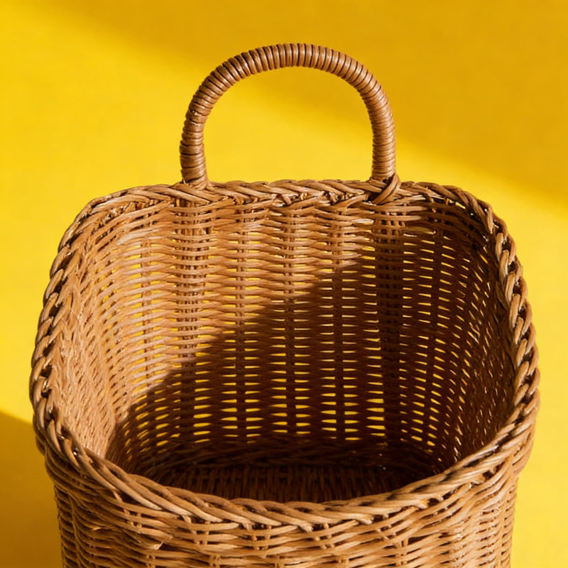Large Wall Hanging Basket For Storage, Woven Rattan Organizer For Kitchen, Bathroom, Dorm, And Living Room Wall Mounted Storage Solution
