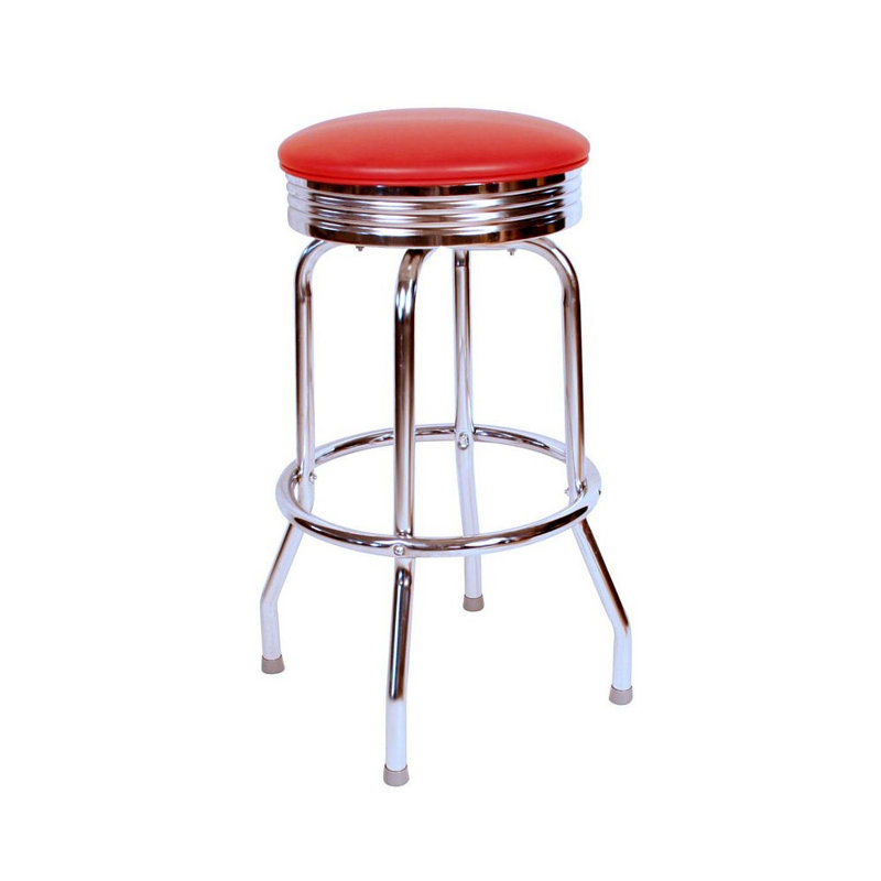 Tabouret de bar et de comptoir pivotant à un anneau Retro Home, Rouge, Tabouret de bar (assise de 30 po de hauteur)