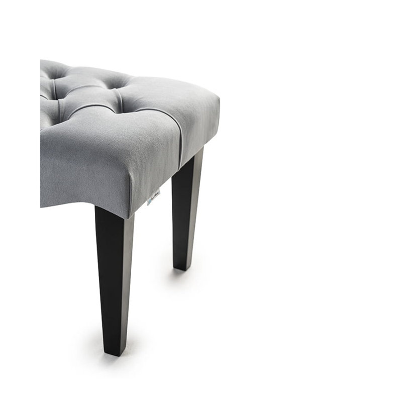 45cm Wide Velvet Tufted Rectangle Footstool Ottoman, Black