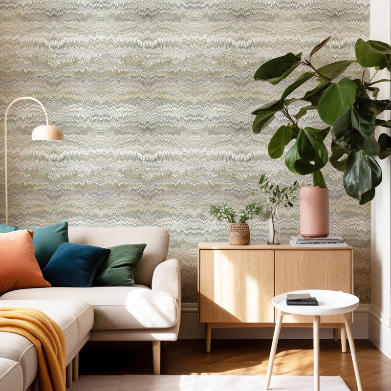Stonewashed - Wallpaper, Non-Pasted, Faux Grasscloth, Sage Taupe