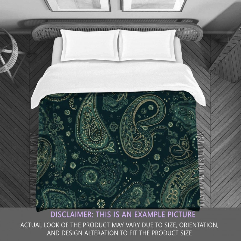 Botanical Green/Navy Microfiber Comforter, Twin Extra Long Comforter