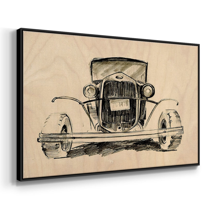 Model A Lines II, reproduction d'art sur toile, H 27 po x l 41 po x P 2 po, Noir